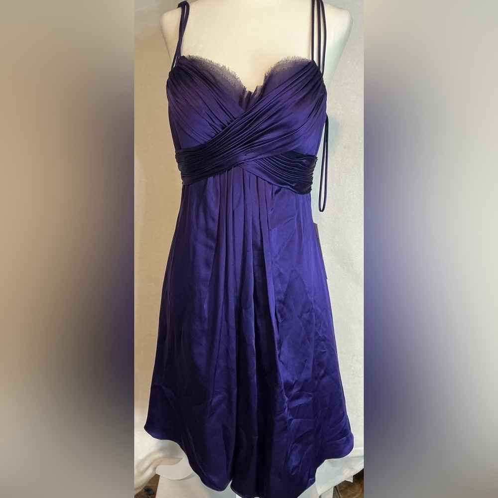 NWT 100% silk Marc Bouwer Purple Midi Dress 0158 - Picture 10 of 11